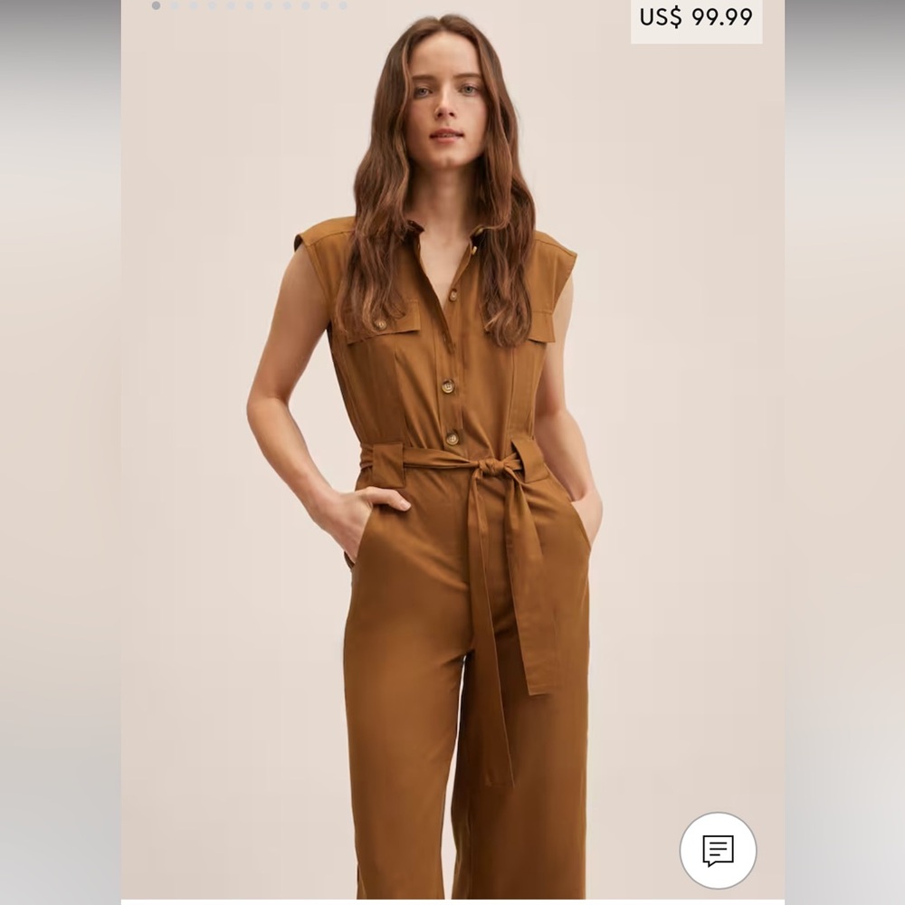 Mango Belted Cotton Jumpsuit XXS